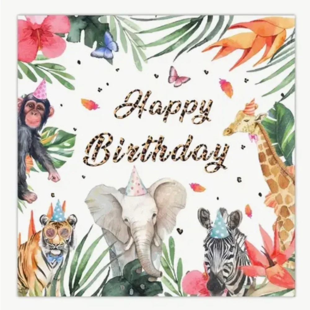 Jungle Safari Animals Happy Birthday Paper Luncheon Napkins, 20ct